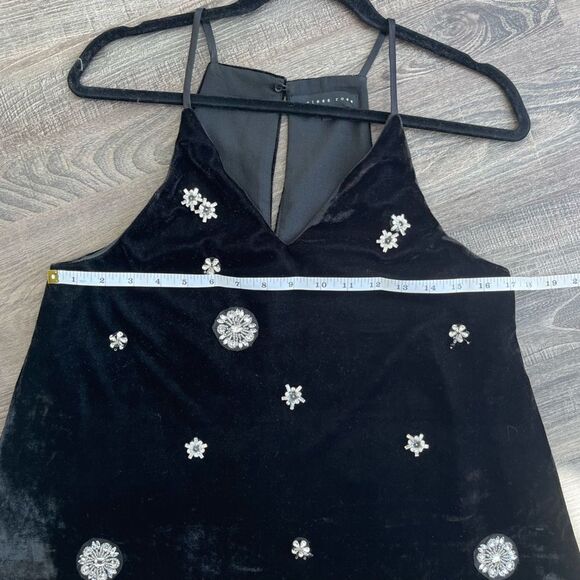 Endless Rose Black Velvet Cami with Crystal Embellishments Sz S - Picture 10 of 13